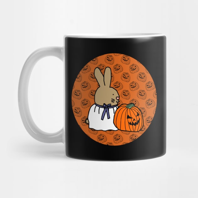Halloween Horror Bunny Rabbit Orange Round by ellenhenryart